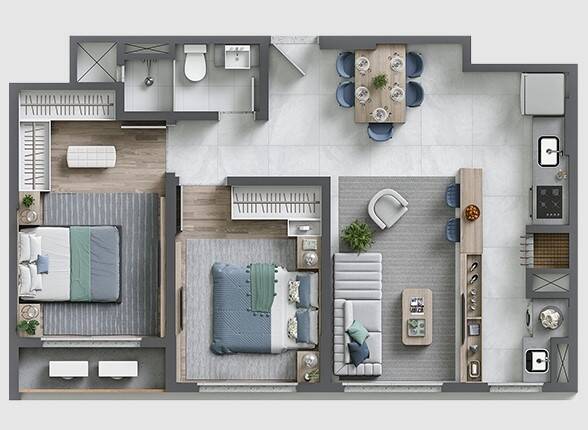 Apartamento, 2 quartos, 61 m² - Foto 2